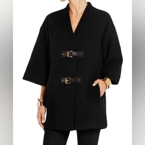 Micheal Micheal Kors 100% Wool Medium Buckle Front Poncho Coat